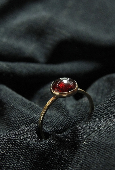 Handcrafted stackable garnet rings