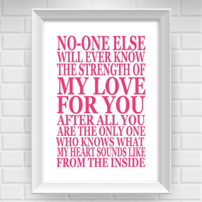 8"x10" no-one else will ever know the strength of my love for you... nursery poster print / wall art - Thumbnail 5