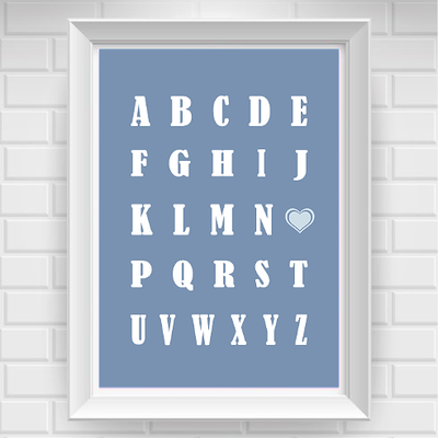 8"x10" alphabet with hearts nursery poster print / wall art - Thumbnail 4