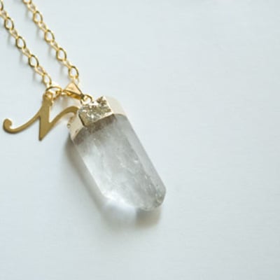 Crystal initial necklace