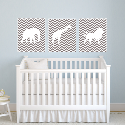 Set of three 8"x10" chevron safari (elephant, lion, giraffe) animal poster prints / wall art - Thumbnail 3