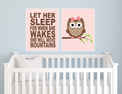 Set of two 8"x10" Owl on Branch Poster Prints / Wall Art