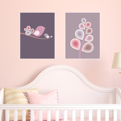 Set of two 8"x10" birds on branch in tree poster prints / wall art - Thumbnail 4