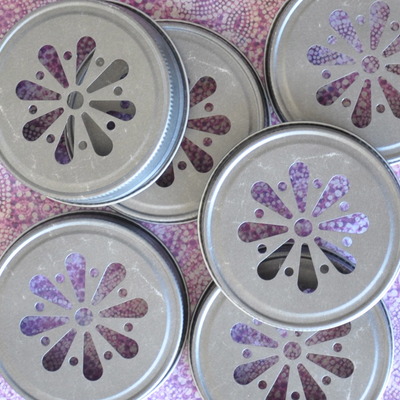 6 daisy cut mason jar lids 