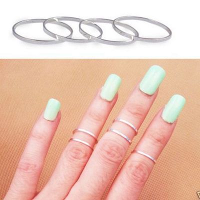 Silver midi/knuckle ring - set of 5
