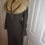 Vintage Gray Wool Rabbit Fur Collar Coat Size 2X-3