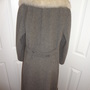 Vintage Gray Wool Rabbit Fur Collar Coat Size 2X-4