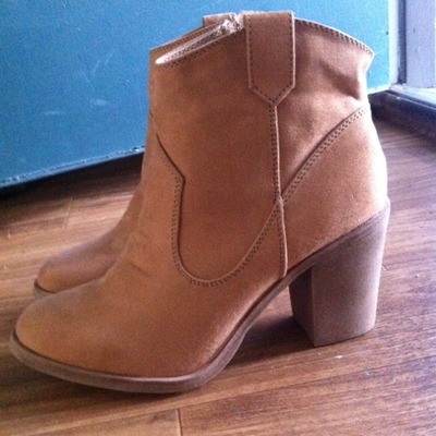 Tan suede booties