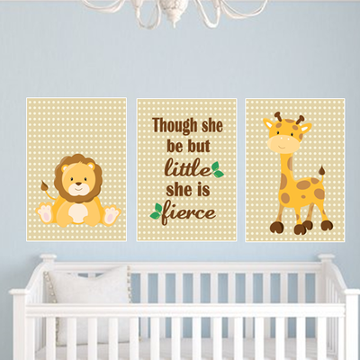 Set of three 8"x10" safari (giraffe, lion) animals with polka dots poster prints / wall art - Thumbnail 5