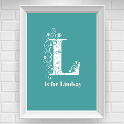 8"x10" baby's initials / letter art nursery poster print / wall art - Thumbnail 4