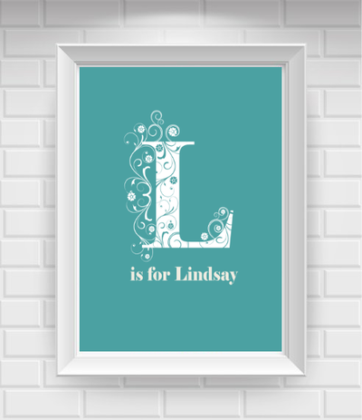 8"x10" Baby's Initials / Letter Art Nursery Poster Print / Wall Art