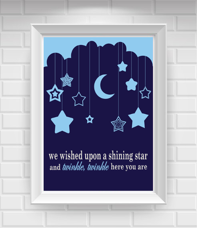 8"x10" We Wished Upon a Shooting Star... Nursery Poster Print / Wall Art