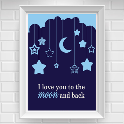 8"x10" i love you to the moon and back nursery poster print / wall art - Thumbnail 3