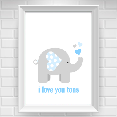 11"x14" i love you tons with elephant nursery poster print / wall art - Thumbnail 3