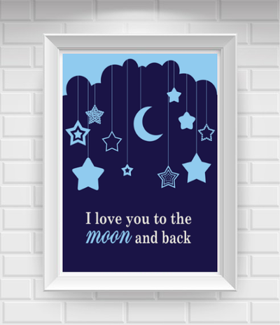 11"x14" I Love You to the Moon and Back Nursery Poster Print / Wall Art