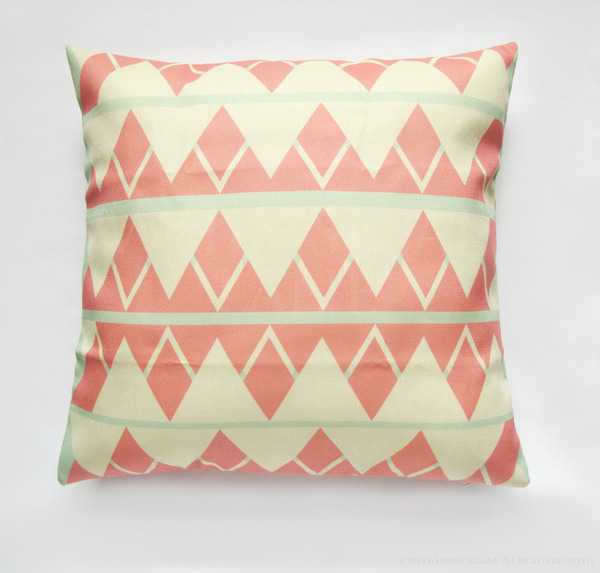 Mint Coral Triangle Pillow Cover (18" x 18")