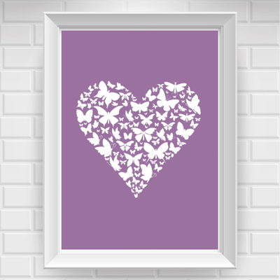 11"x14" heart of butterflies nursery poster print / wall art