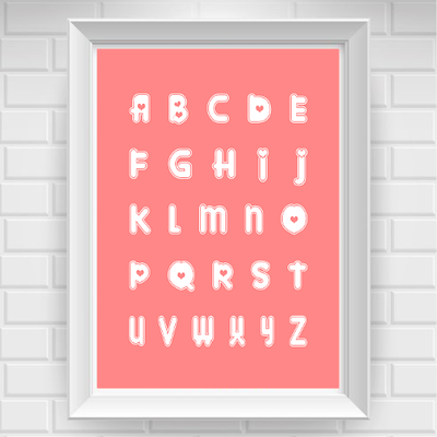 11"x14" alphabet with hearts nursery poster print / wall art - Thumbnail 1