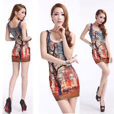  mini autumn landscape pattern package hip dress