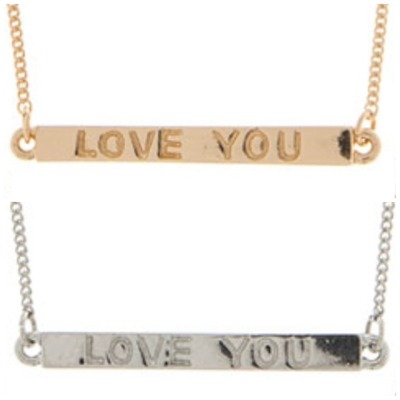 'love you' bar necklace & earring set