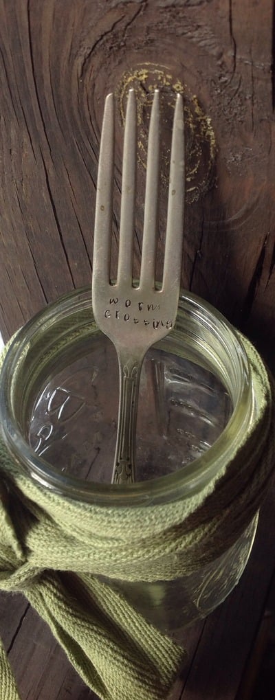 "Worm Crossing" Hand Stamped Garden Marker