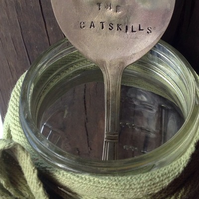 "grown in the catskills" hand stamped garden marker