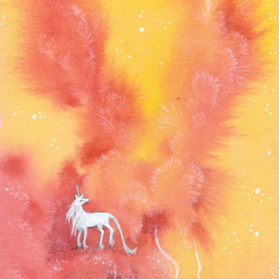 Original fantasy aceo painting: martian unicorn