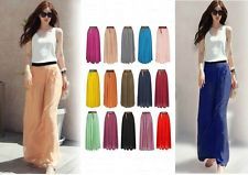  double layer chiffon elastic waist long pleated maxi skirt