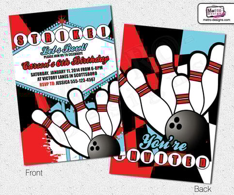 Bowling Birthday - Invitations 