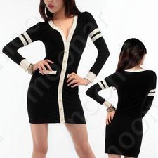  deep v-neck long sleeve bag hip stretchy mini dress 