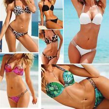 Bikini set push up bandeau halter top bottom swimwear 