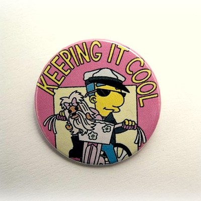 Milhouse keeping it cool pinback button, magnet or clip 1.5 inch (38mm)