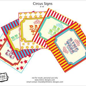 30qty circus/carnival signs red/yellow/cyan- digital file - Thumbnail 4