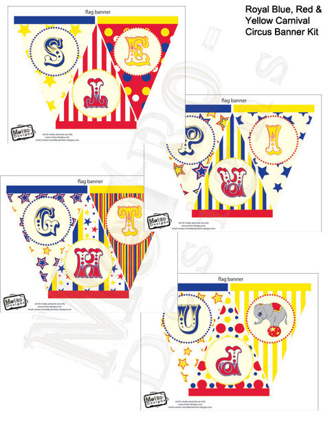 Circus or Carnival Banner Kit - 6 Different Banners
