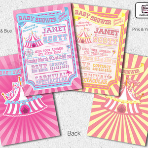 Baby Shower Carnival Invitations, Circus Invitations,Carnival Invitation, Circus Invitation, Carnival Invite, Circus Invite - Thumbnail 3