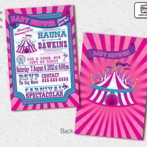 Baby Shower Carnival Invitations, Circus Invitations,Carnival Invitation, Circus Invitation, Carnival Invite, Circus Invite - Thumbnail 4