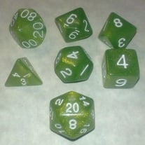 D&D RPG Polyhedral Dice Set - Green with Sparkles