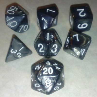 D&d rpg polyhedral dice set - black with grey swirl