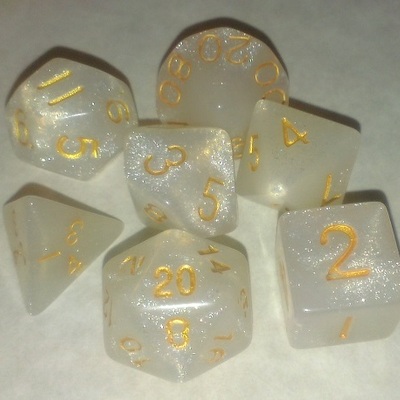 D&d rpg polyhedral dice set - pearl w/ sparkles
