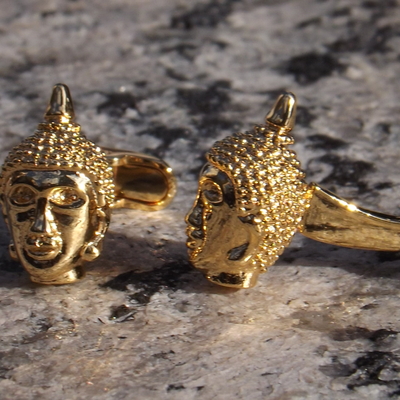Gold buddha cufflinks