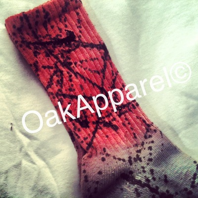 Colored black splattered custom nike socks