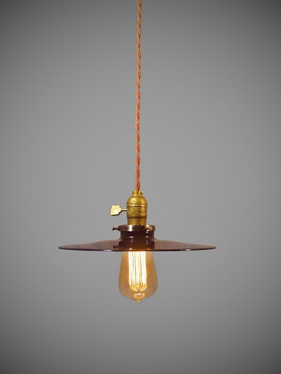 Industrial Pendant Lamp with Enameled Steel Shade
