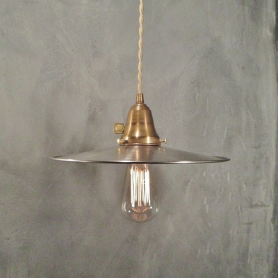 Industrial pendant light with raw steel shade
