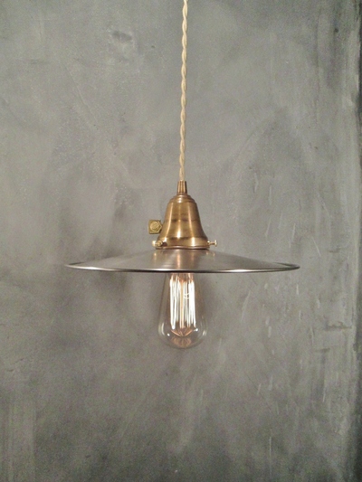 Industrial Pendant Light with Raw Steel Shade