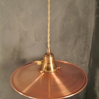 Industrial Pendant Light with Flat Copper Shade - Thumbnail 1