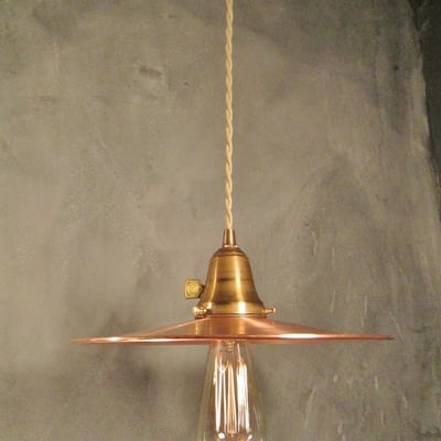 Industrial pendant light with flat copper shade