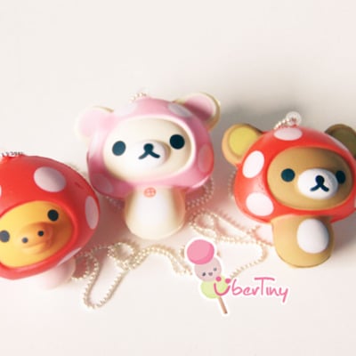 Rilakkuma in a mushroom costume and friends