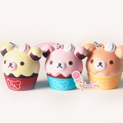 Rilakkuma squishy in a cupcake - and friends