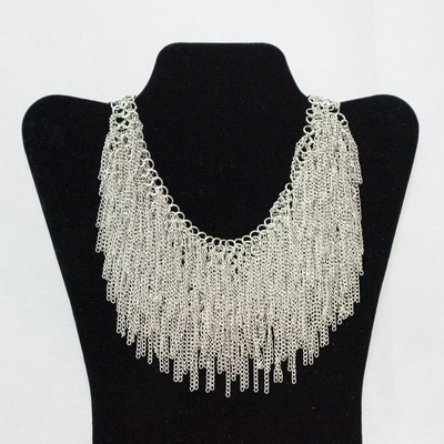 Chain link fringe choker necklace