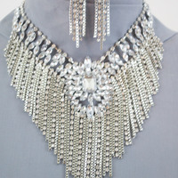 Fringe Statement Arcylic Rhinestone necklace - Thumbnail 1